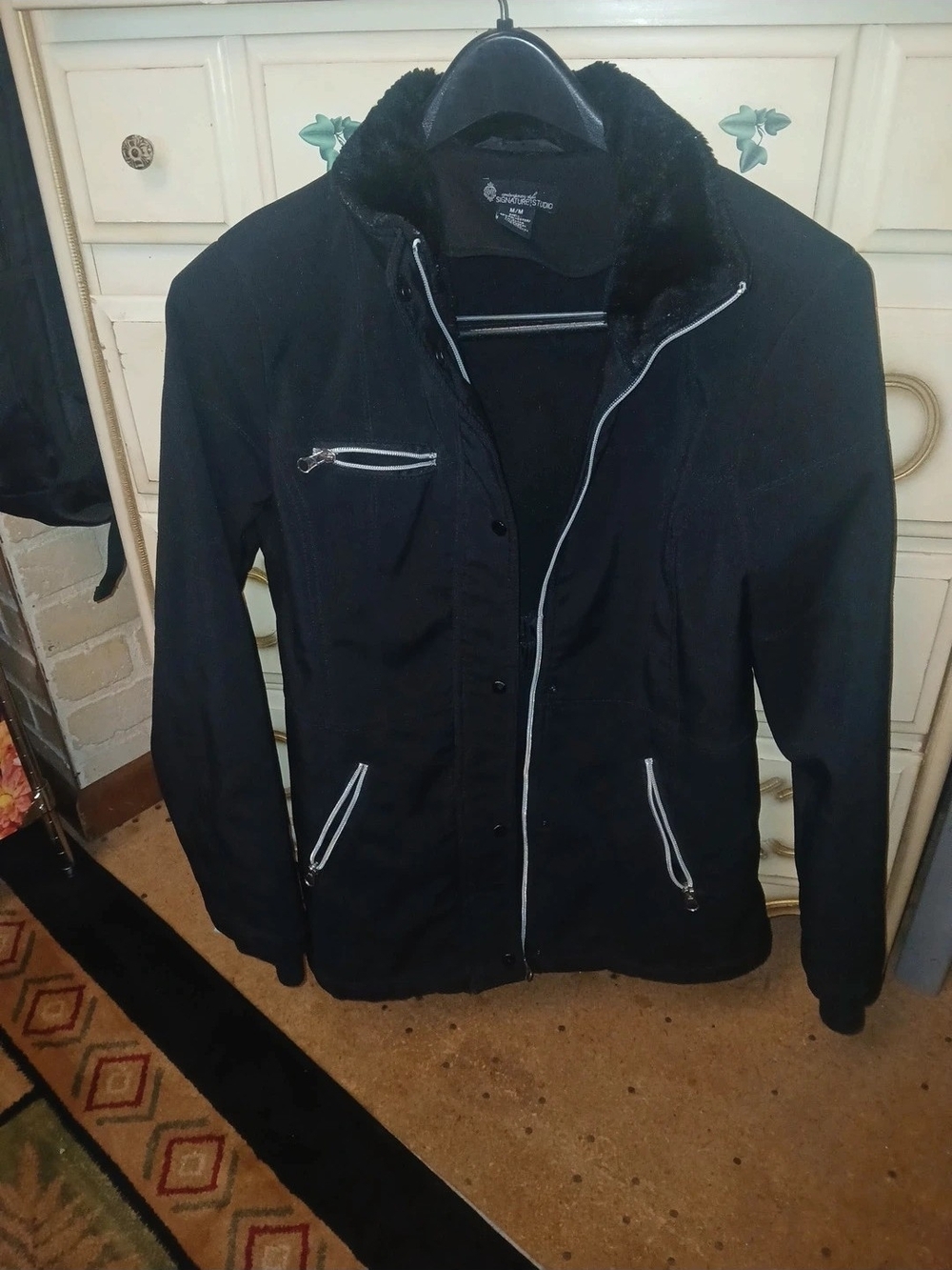 Signature Studio Black Utility Jacket with Faux Fur Collar
